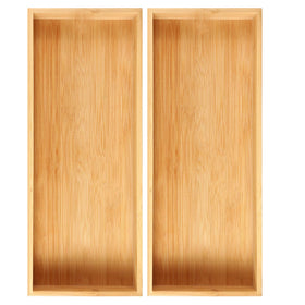 Fabsome bamboo kitchen organizer with two bins keeps utensils neatly sorted.