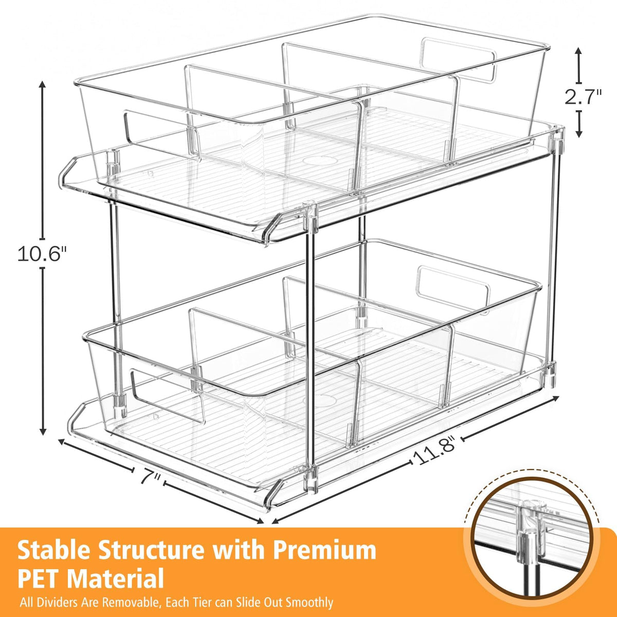 Fabspace 2-tier pull-out drawer with handles eases pantry item retrieval and organization.