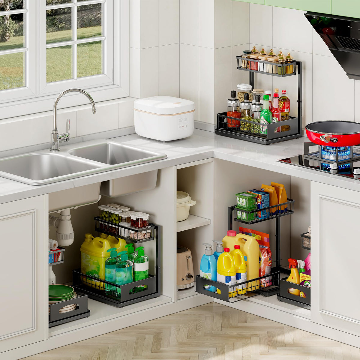 Fabutier under sink organizer assembly remains tool-free and straightforward