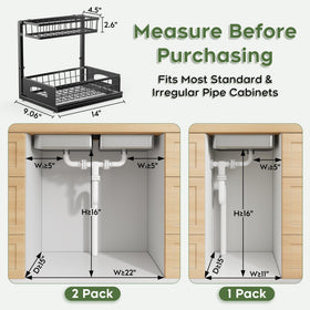 Fabutier under sink organizer top view showing slim top shelf and rails