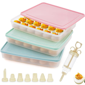 FACULX deviled egg containers with lids keep eggs organized for parties.