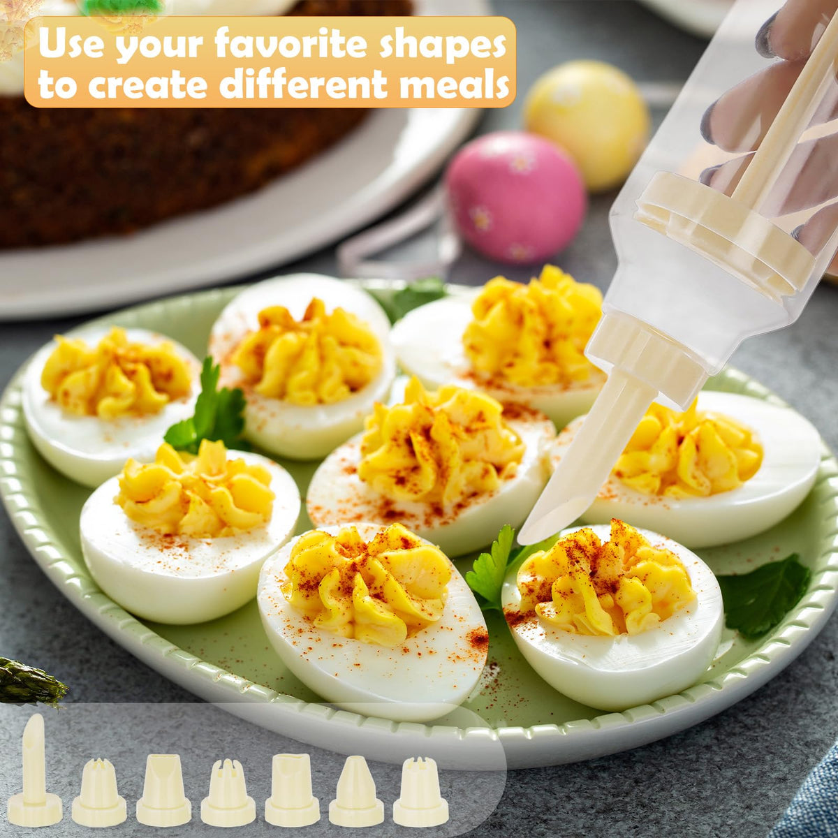 FACULX seven-needle syringe styles enable versatile deviled egg designs.
