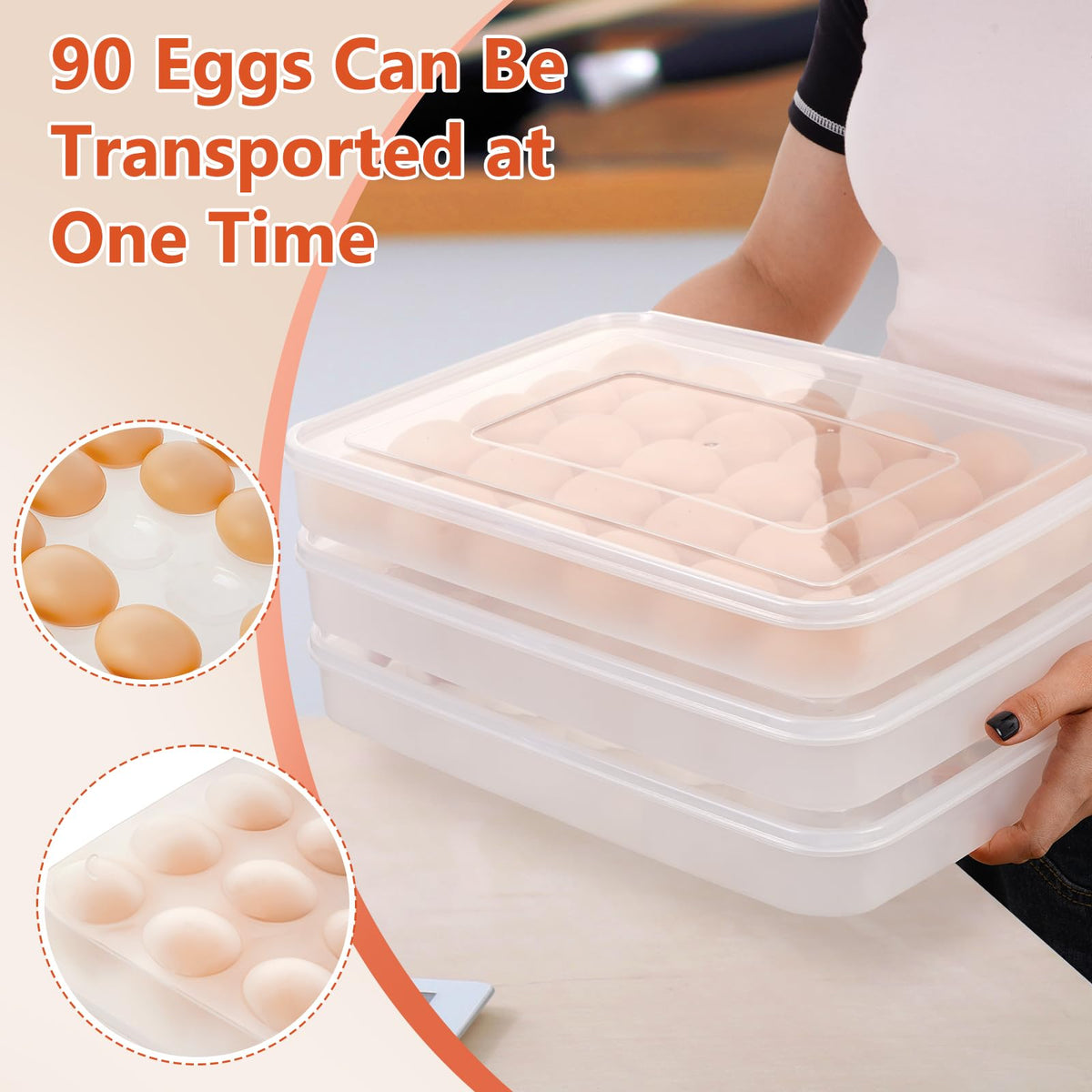 FACULX solid lid preserves freshness and blocks odors for stored eggs.