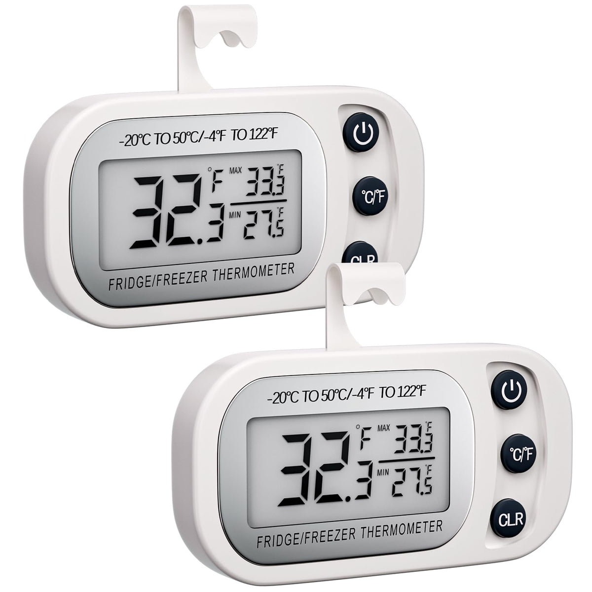 FAHZON digital refrigerator thermometer front view with large display for easy monitoring