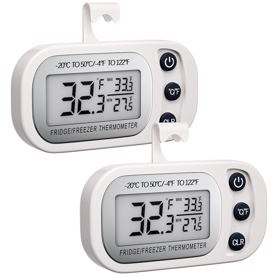 FAHZON digital refrigerator thermometer front view with large display for easy monitoring