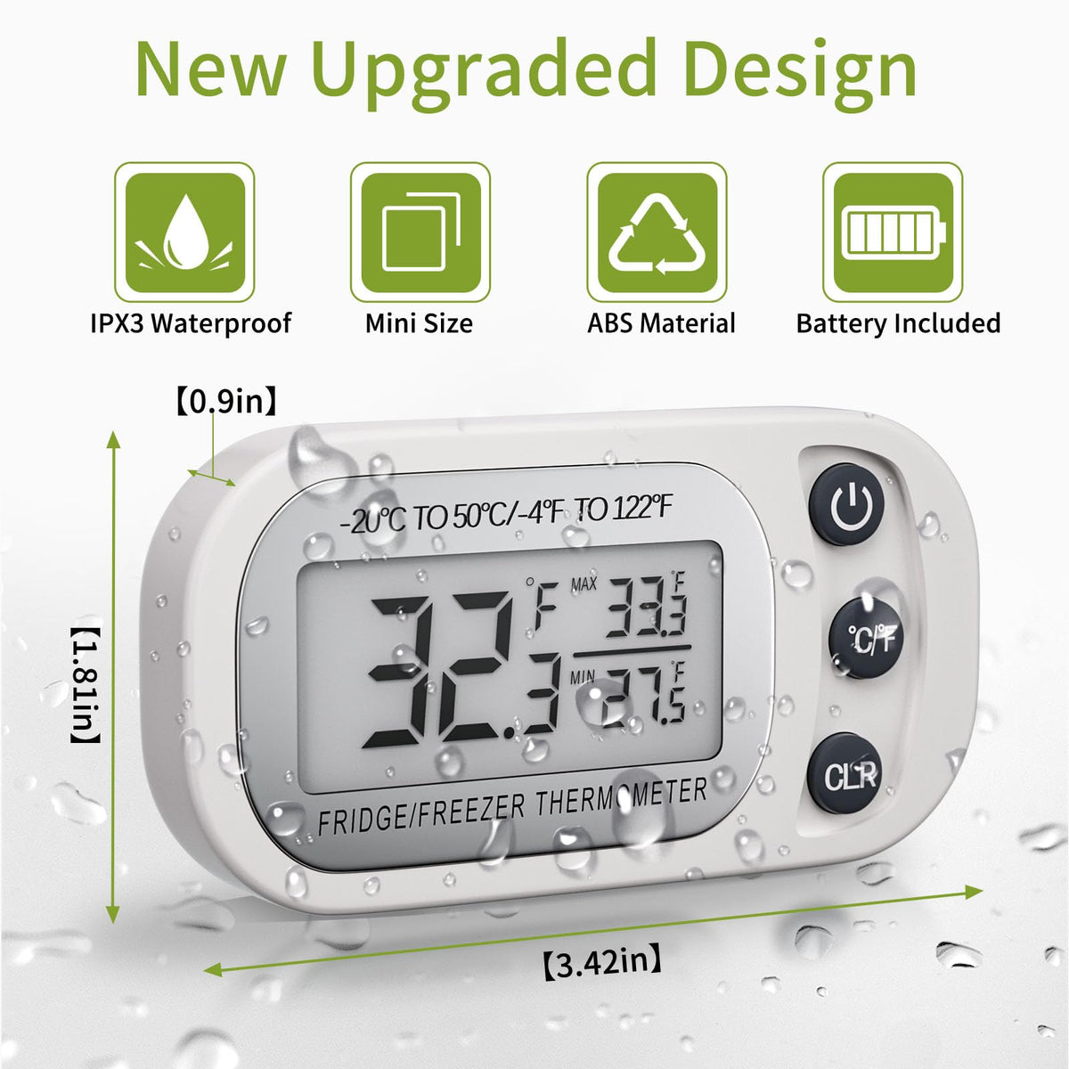 FAHZON thermometer records max/min temps to track performance over time
