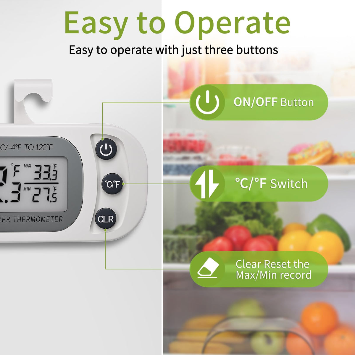FAHZON large-display thermometer for quick temperature readings at a glance