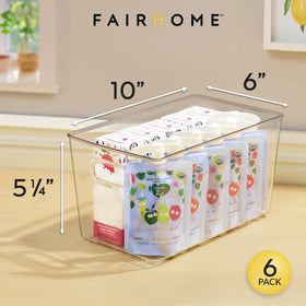 FAIRHOME clear plastic bin offers quick visibility for groceries and snacks