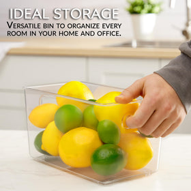 FAIRHOME cabinet storage bin, transparent design improves item visibility.