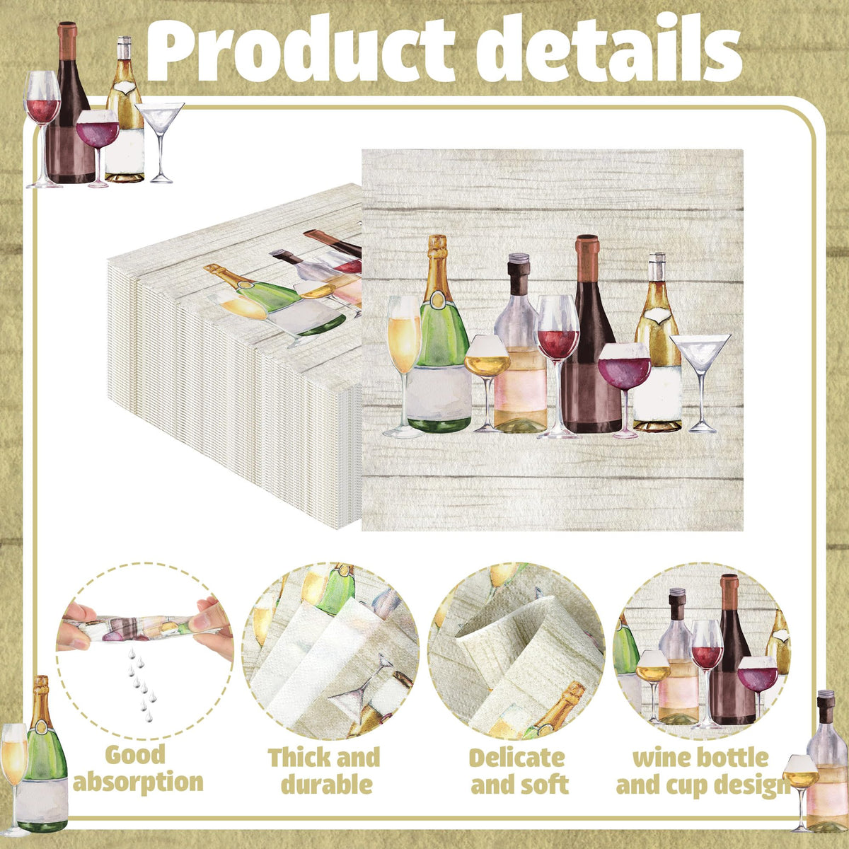 Fairooth watercolor wine glass napkins for celebrations and refined tables