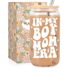 Fairy's Gift Boy Mom Era iced coffee cup with lid keeps beverages secure during busy mornings.