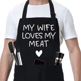 Fairy's Gift funny husband apron front view with pockets for grilling