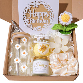 FAJAO daisy glass cup image highlighting the 16oz heat-resistant borosilicate cup