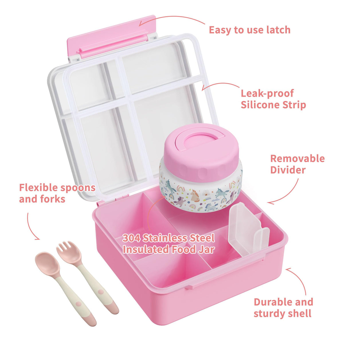FAJSL bento box four-compartment layout keeps meals tidy and flavor-separated.