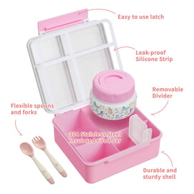 FAJSL bento box four-compartment layout keeps meals tidy and flavor-separated.