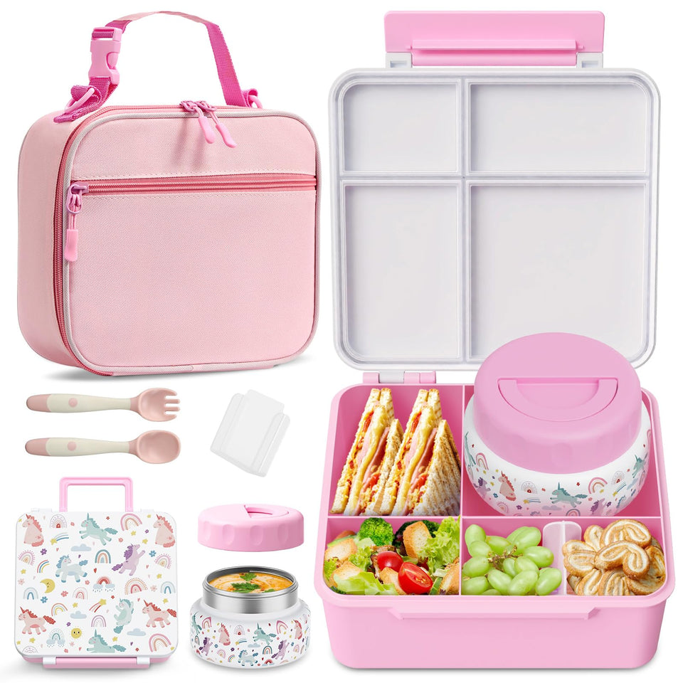 FAJSL bento box main compartment showing four portions for balanced meals on the go.