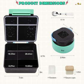 FAJSL lunch box materials shown as dishwasher-safe and durable