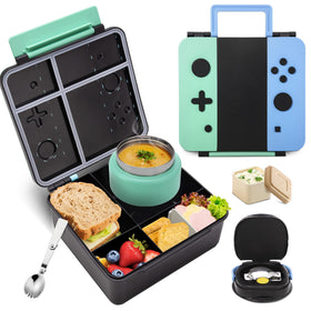 FAJSL Game Bento Box for kids with open lunchbox view, ideal for quick school snacks