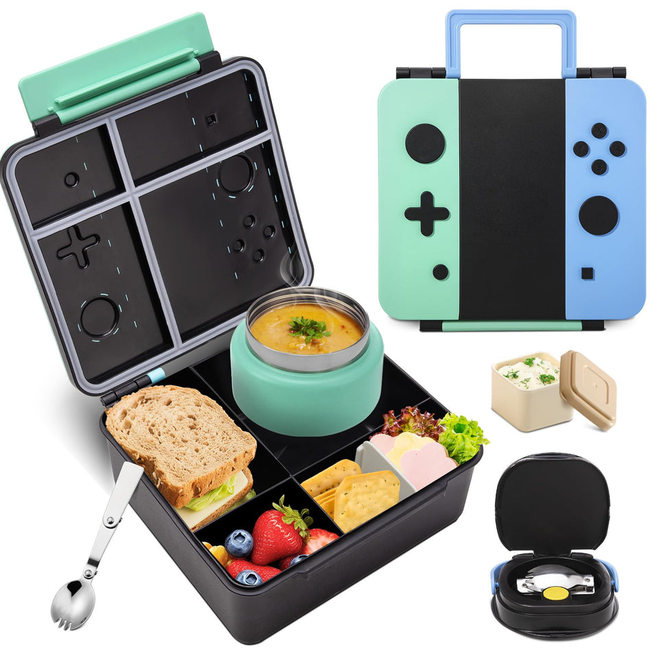 FAJSL Game Bento Box for kids with open lunchbox view, ideal for quick school snacks