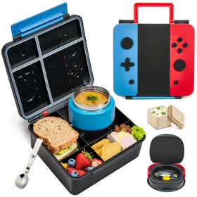 FAJSL Game Bento Box for Kids blue-red lid offers fun lunch storage for school use.