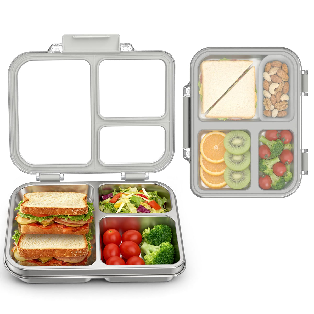 FAJSL stainless-steel bento box with three compartments for organized meals