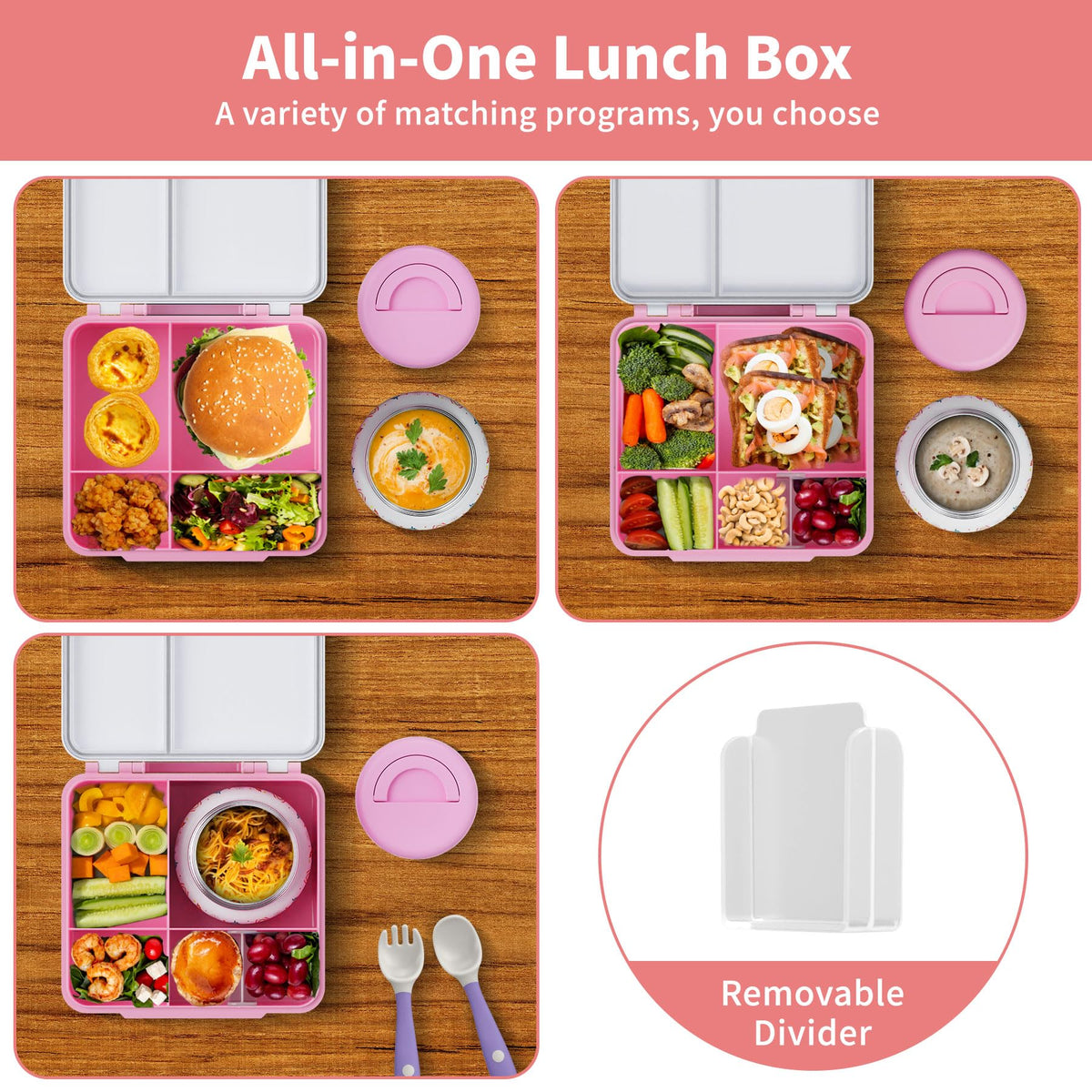 FAJSL included utensils ready to use with the kids lunch box set.