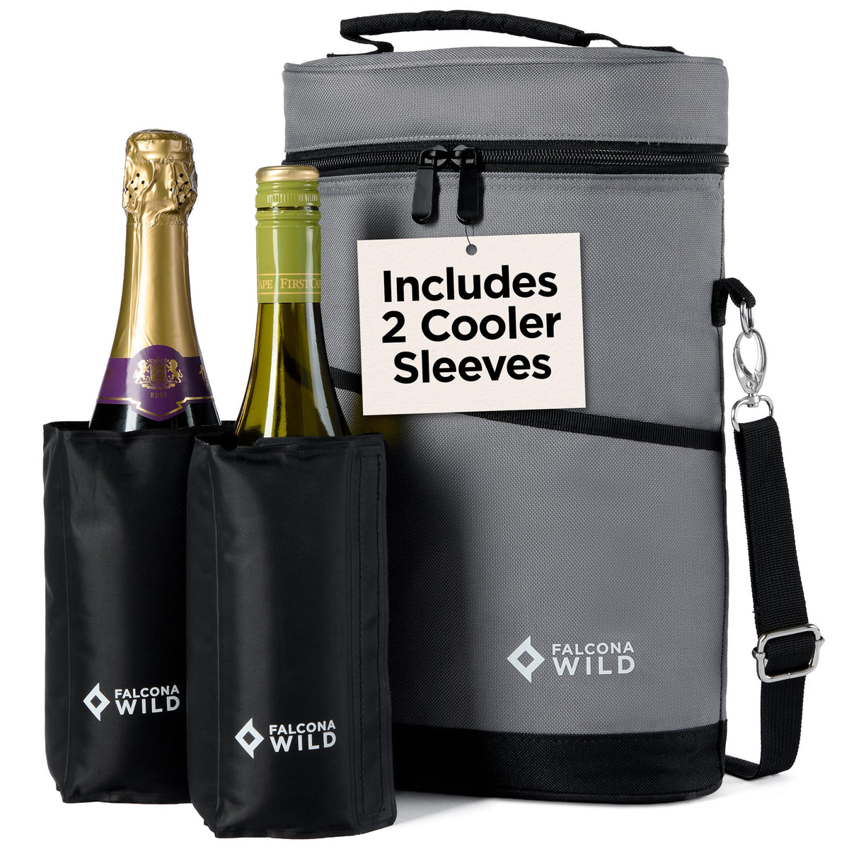 Falcona Wild wine cooler bag full view keeps bottles secure and ready for travel