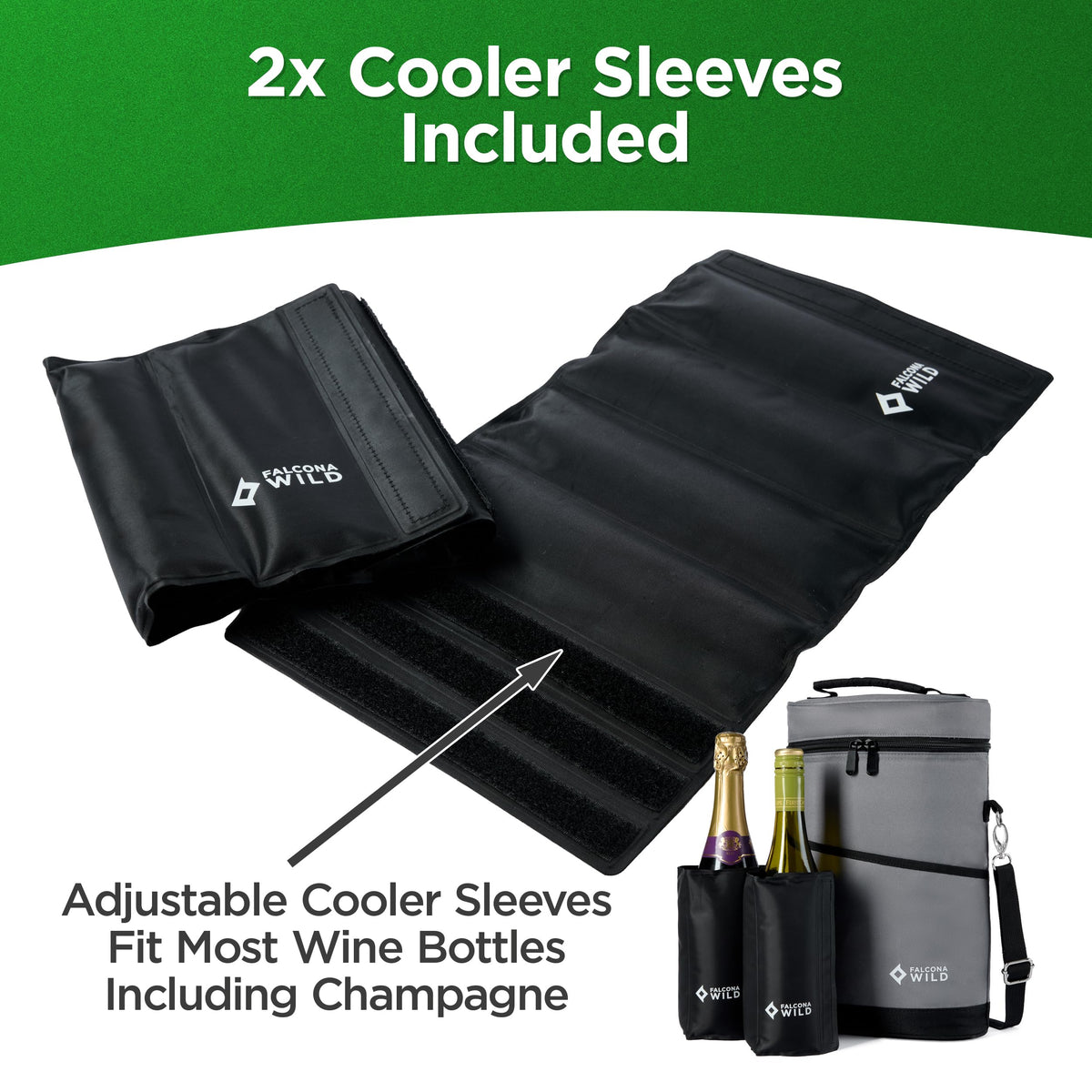 Falcona Wild wine tote interior divider protects bottles from clinking