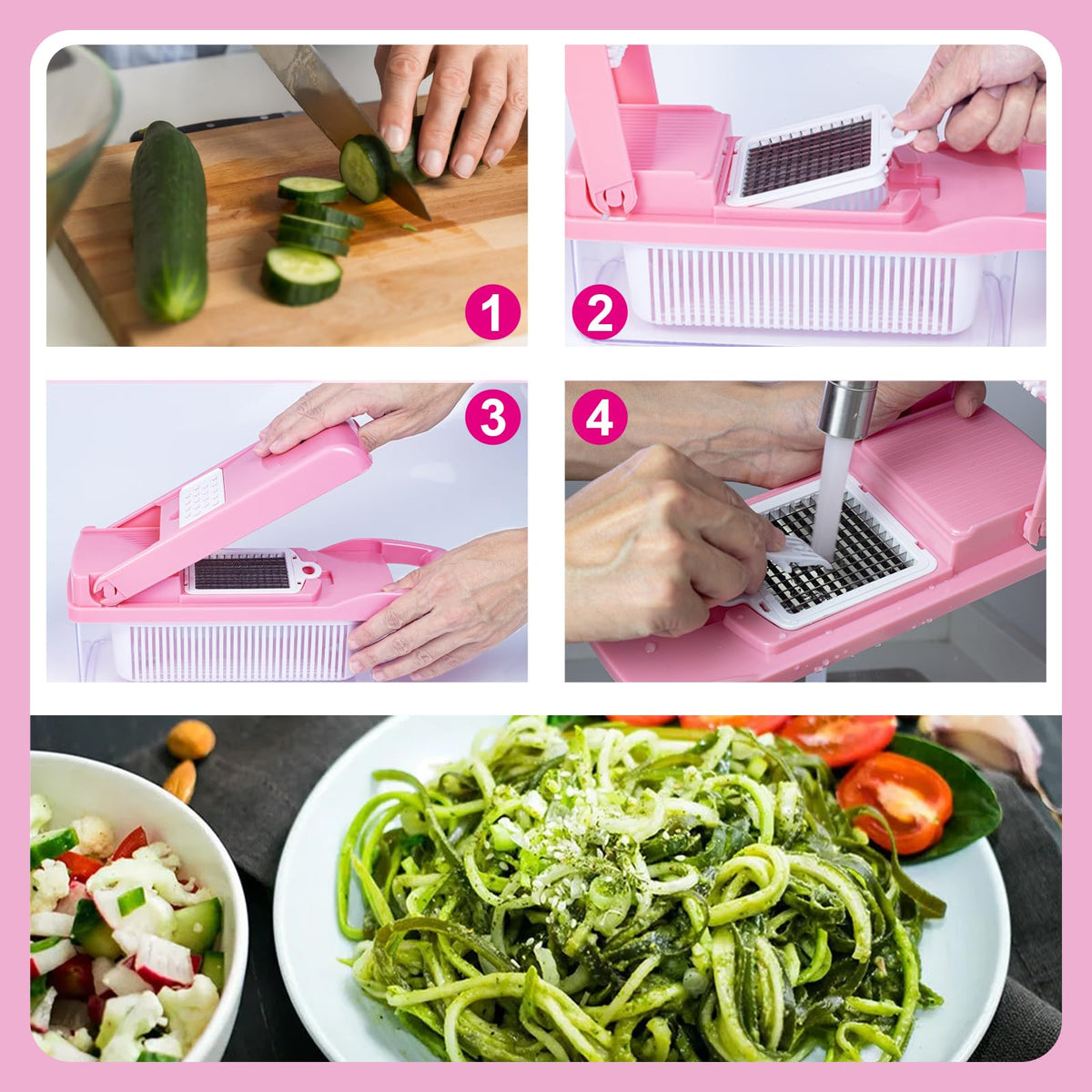 FALF built-in container catches chopped ingredients neatly