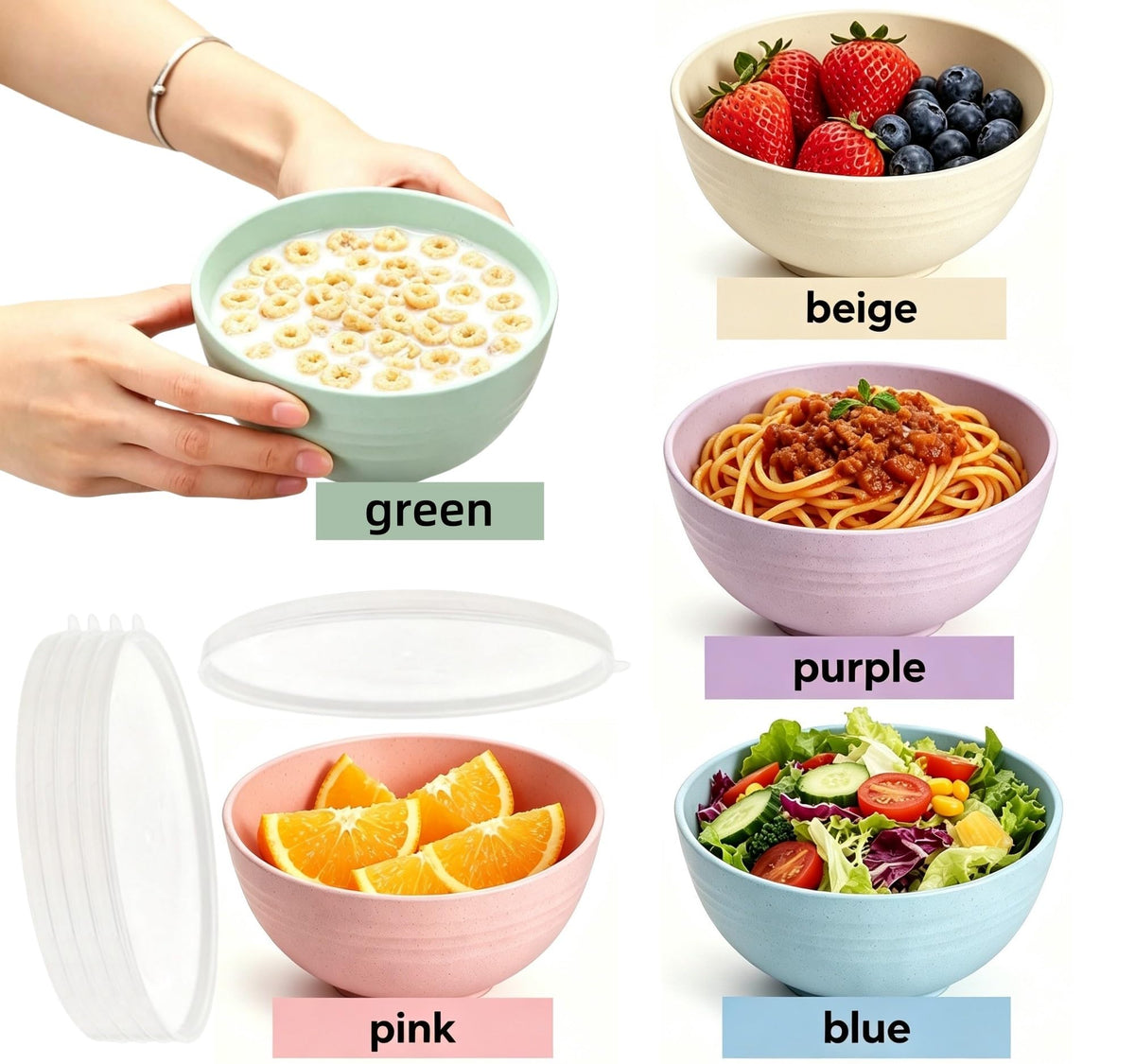 Falichchch dishwasher-safe wheat straw bowls for easy cleaning