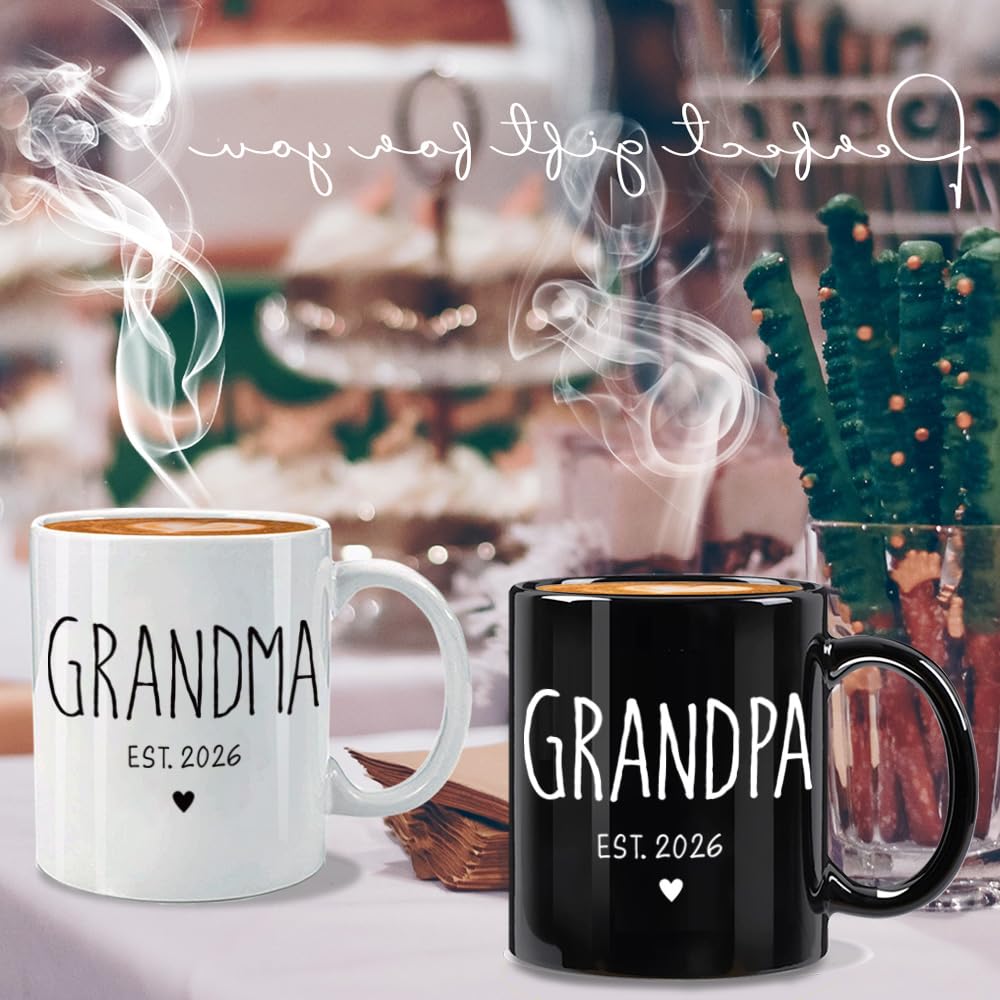 FALJIOK grandparents mug design closeup shows bright white ceramic and durable print