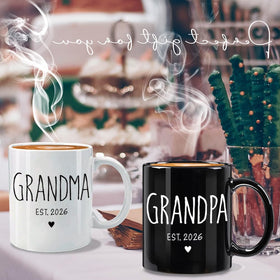 FALJIOK grandparents mug design closeup shows bright white ceramic and durable print
