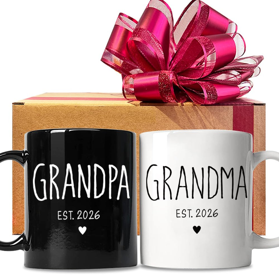 FALJIOK new grandparents mug with heart illustration, ideal for announcing pregnancy with style