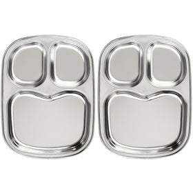 Fam 3 Compartment Tray in Korean stainless steel plate, sturdy for toddlers’ meals.
