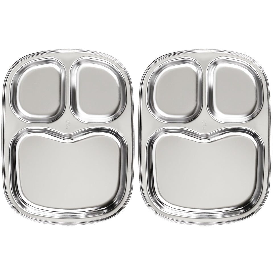 Fam 3 Compartment Tray in Korean stainless steel plate, sturdy for toddlers’ meals.