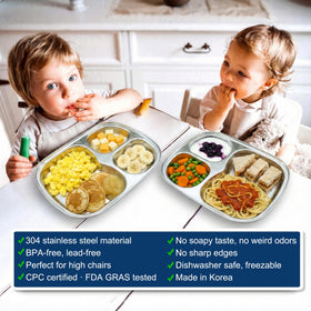 Fam 3 Compartment Tray 304 stainless steel, durable daily use for families.