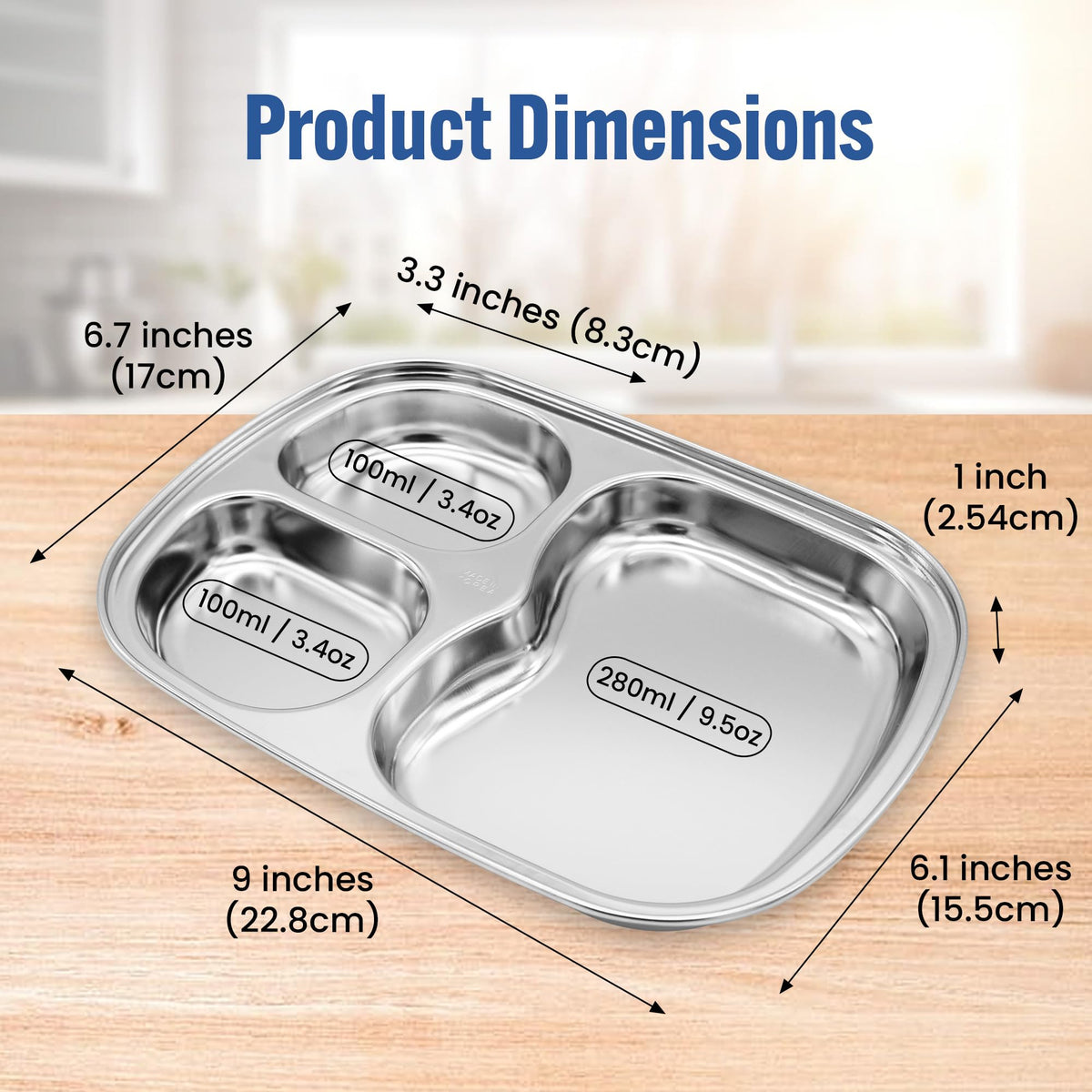 Fam 3 Compartment Tray three-compartment layout ideal for balanced portions.
