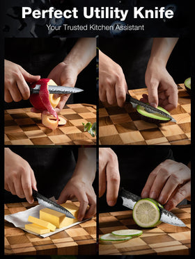 FAMCÜTE ambidextrous rosewood handle designed for both left and right handed cooks.