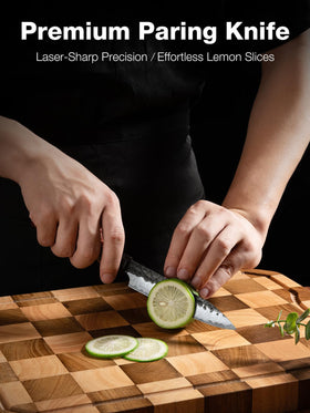 FAMCÜTE compact kitchen tool resting on cutting board for everyday tasks.