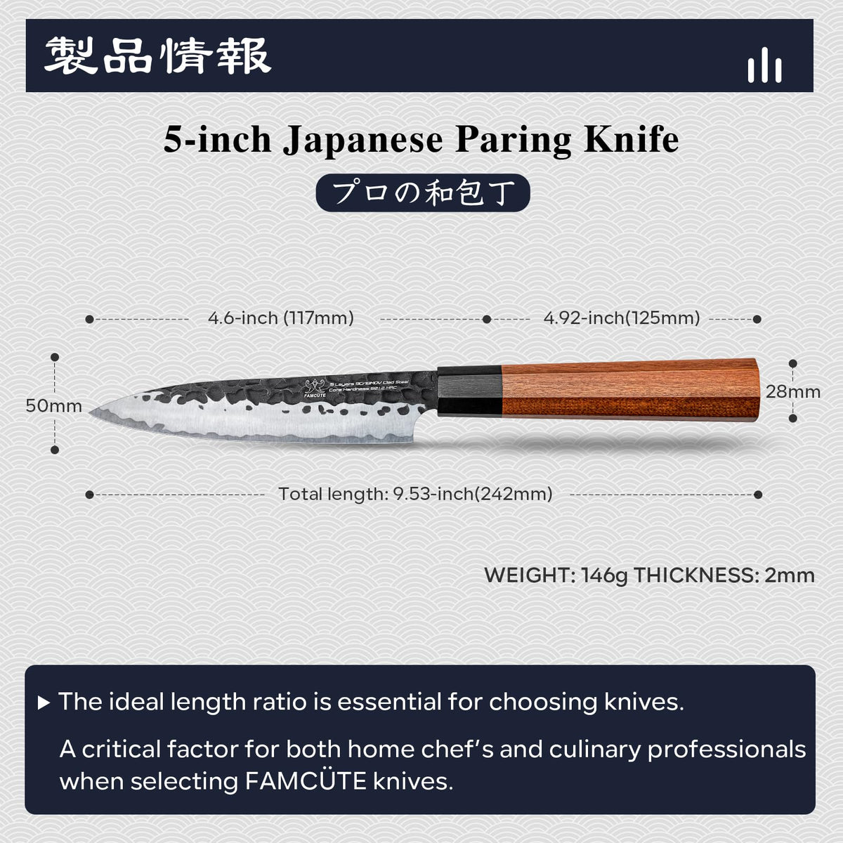 FAMCÜTE paring knife in hand preparing fruit with steady control.
