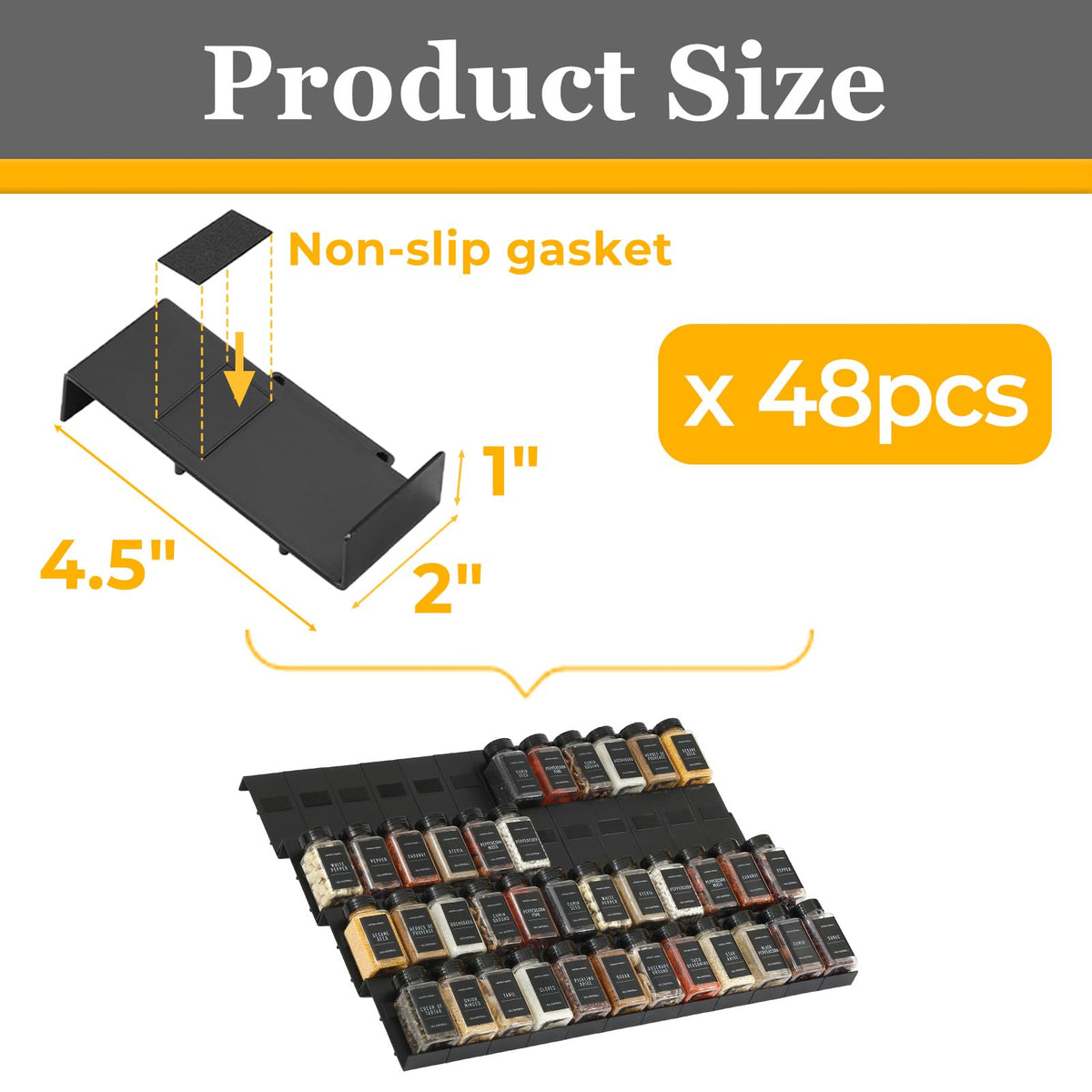 Famhap expandable spice tray shown in-drawer for space optimization