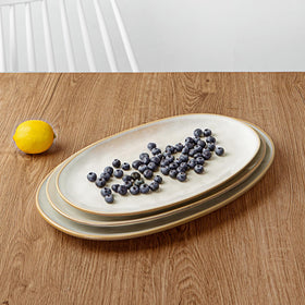 Famiware cappuccino white oval platter pairing with any table setting.