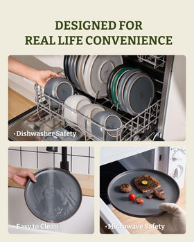 Famiware Mercury glaze finish enhances modern dining aesthetics.