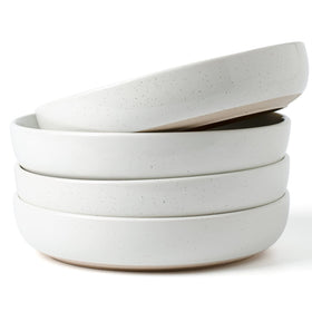 Famiware Milkyway 33oz bowls set, white speckled design, perfect for pasta and salads.