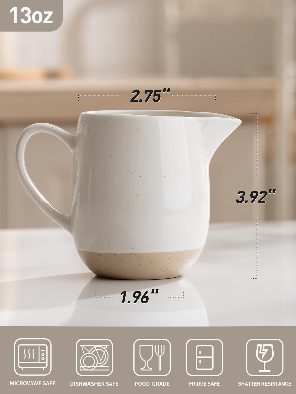 Famiware Milkyway milk jug with handle enables controlled pour.