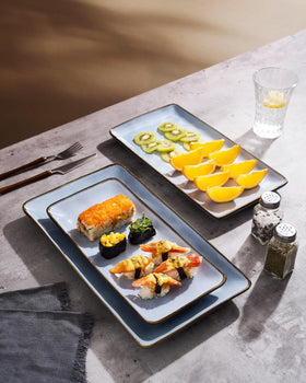 Famiware Ocean Series wave-design plate with sea-inspired texture