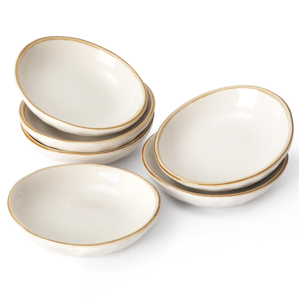 Famiware Ocean wave dipping bowls in a six piece oval set, ideal for sauces and sides.