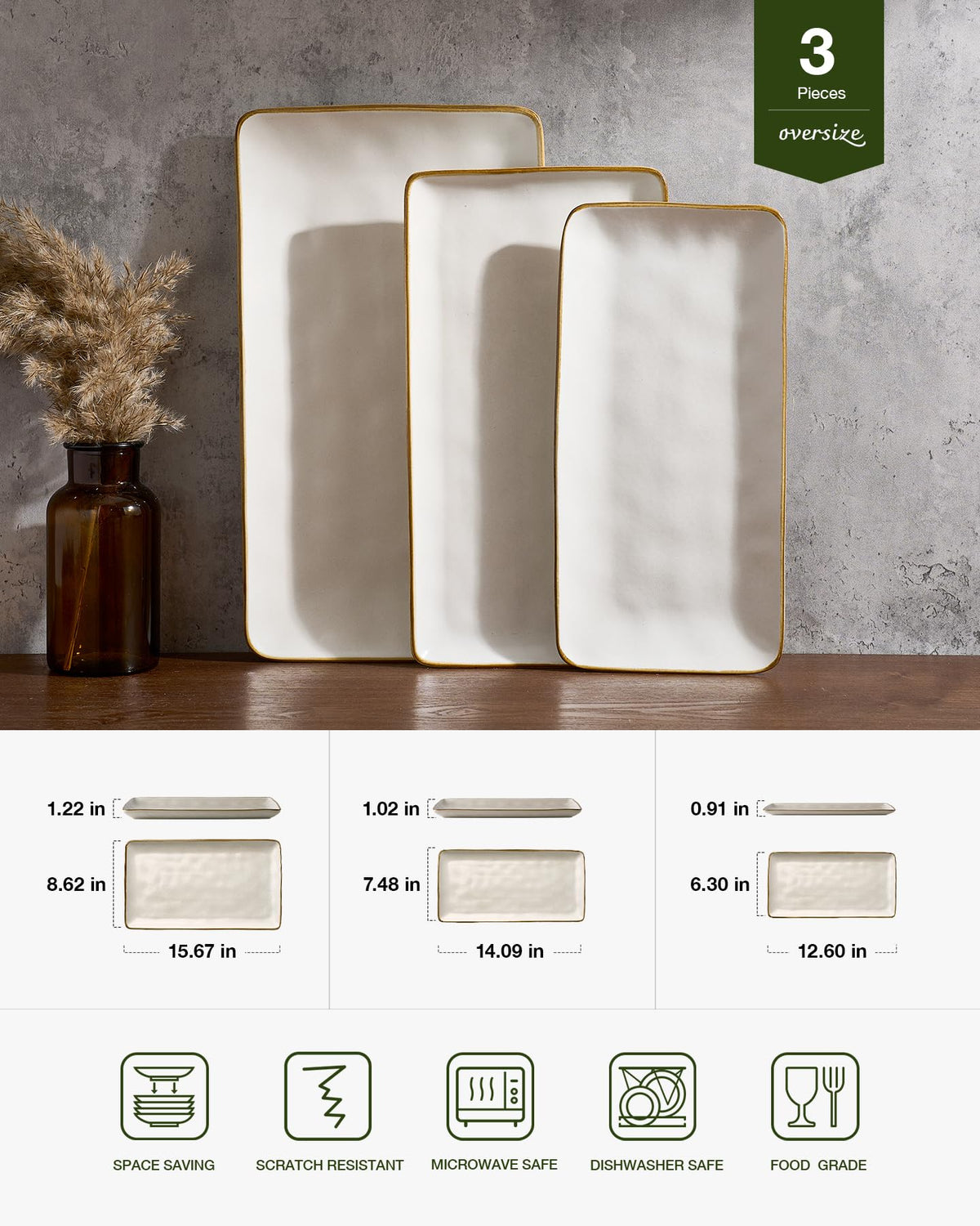 Famiware rectangular medium serving platter, mid-size for cheese boards