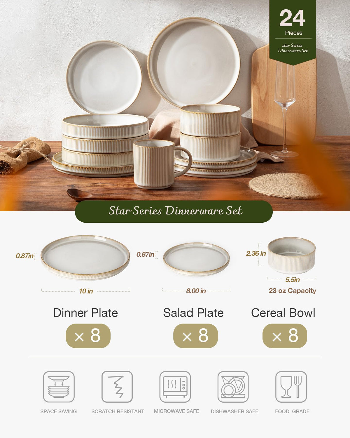 Famiware Star 23-ounce cereal bowls suitable for breakfast or dessert