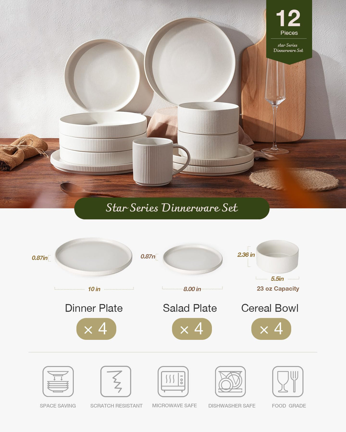 Famiware Star 23oz cereal bowl showing durable stoneware for daily use.
